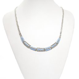 Meander - Greek key design and opal gemstones silver necklace 3