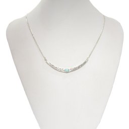 Greek key design - meander silver necklace with turquoise 2