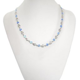 Greek spiral and opal gemstones silver necklace 2