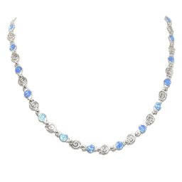 Greek spiral and opal gemstones silver necklace 1