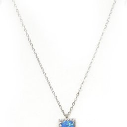 Pendant silver necklace with opal and zircon 2