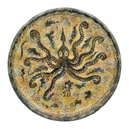 Greek ceramic plate depicting an octopus (14cm) 1