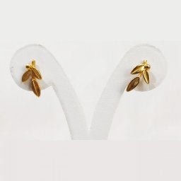 Greek olive branch gold plated silver stud - dangle earrings 1