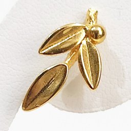 Greek olive branch gold plated silver stud - dangle earrings 2