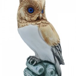 Owl medium alabaster statue with color, the symbol of wisdom 2