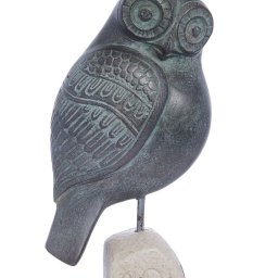 Owl green plaster statue, the symbol of wisdom (No.2) 1