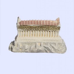 Small plaster statue of reconstracted Parthenon of Acropolis with golden details 1