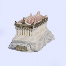 Small plaster statue of reconstracted Parthenon of Acropolis with golden details 2