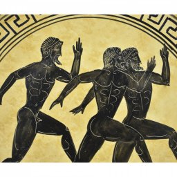 Greek ceramic plate depicting Marathon Runners 2