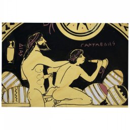 Classical Greek ceramic plate depicting Zeus and Ganymede 3