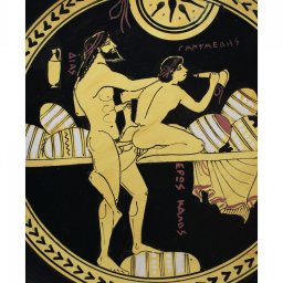 Classical Greek ceramic plate depicting Zeus and Ganymede 2