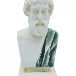 Plato greek alabaster bust statue with color and patina 1