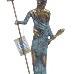 Bronze statue of Poseidon holding his Trident and a fish 1