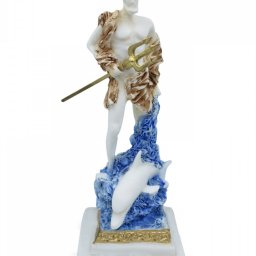 Poseidon, greek alabaster statue with color 1