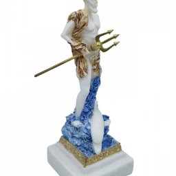 Poseidon, greek alabaster statue with color 3