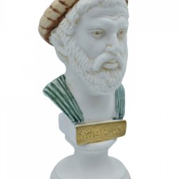 Pythagoras alabaster bust statue with color 2