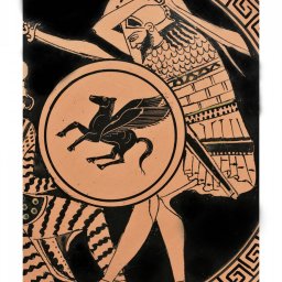 Greek ceramic plate depicting a Greek hoplite slays a Persian soldier (28cm) 4