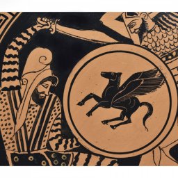 Greek ceramic plate depicting a Greek hoplite slays a Persian soldier (28cm) 3