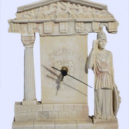 Plaster table - wall clock with the goddess Athena and a Corinthian column 1