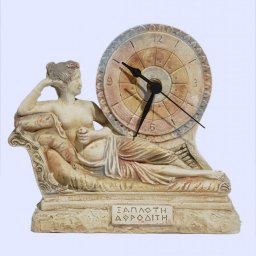 Plaster table clock with laying Aphrodite the goddess of love and beauty 1