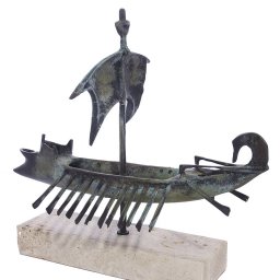 Trireme greek bronze replica statue on a white marbe base 4