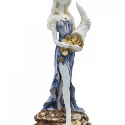 Tyche, Fortuna, the goddess of fortune, greek alabaster statue with color 1
