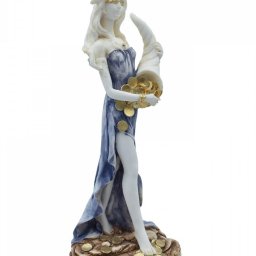 Tyche, Fortuna, the goddess of fortune, greek alabaster statue with color 2