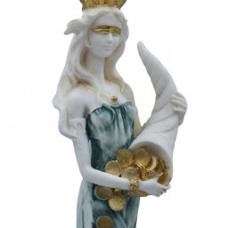 Fortuna, Tyche, the goddess of fortune, greek alabaster statue with color 2