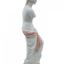 Aphrodite of Milos (Venus de Milo) greek alabaster statue with pink color and golden details 3