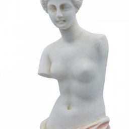 Aphrodite of Milos (Venus de Milo) greek alabaster statue with pink color and golden details 4