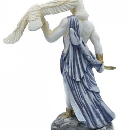 Zeus, the Father of Gods, greek alabaster statue with blue color and patina 3