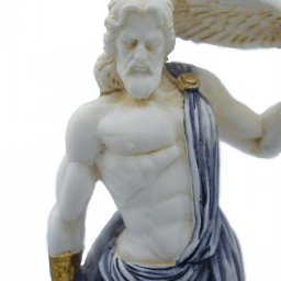 Zeus, the Father of Gods, greek alabaster statue with blue color and patina 4