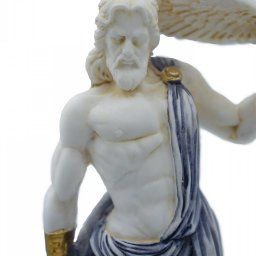 Zeus, the Father of Gods, greek alabaster statue with blue color and patina 4