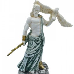 Zeus, the Father of Gods, greek alabaster statue with green color and patina 1