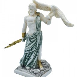 Zeus, the Father of Gods, greek alabaster statue with green color and patina 2