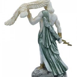 Zeus, the Father of Gods, greek alabaster statue with green color and patina 3