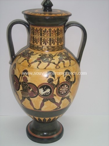 Troyan War Greek Black Figured Amphora Greek pottery Ancient greek vessels