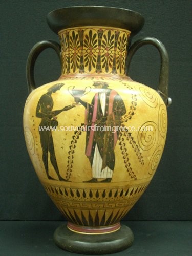 Achilles killing the amazon Penthesilea black figured greek pottery amphora Greek pottery Ancient greek vessels