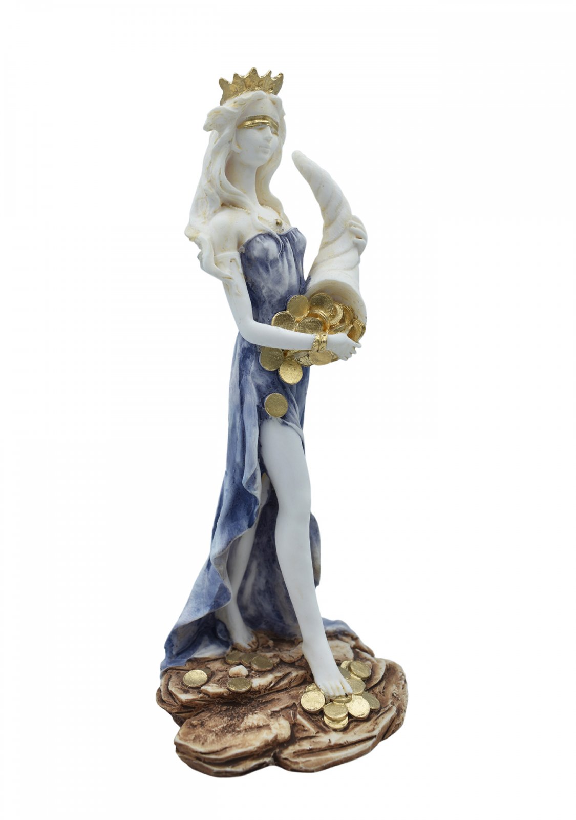 Tyche, Fortuna, the goddess of fortune, greek alabaster statue with color