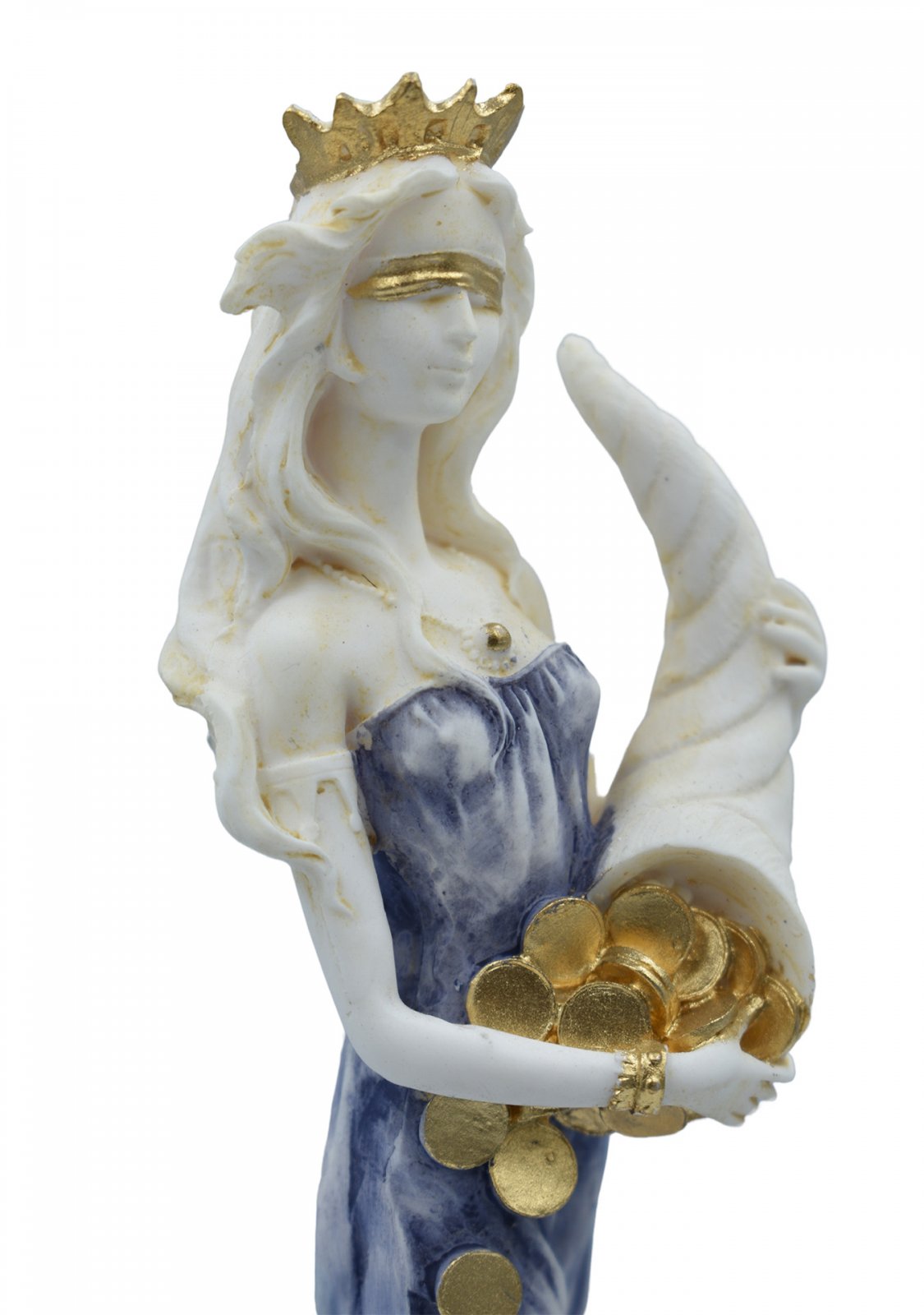 Tyche, Fortuna, the goddess of fortune, greek alabaster statue with color