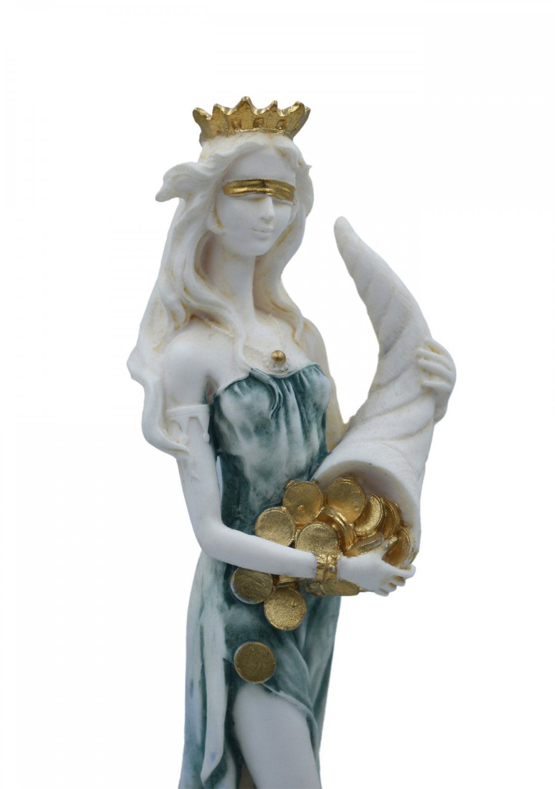 Fortuna, Tyche, the goddess of fortune, greek alabaster statue with color