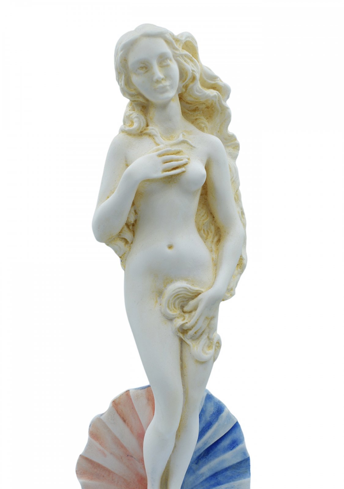 Aphrodite on a shell, Birth of Venus, Greek alabaster statue with color