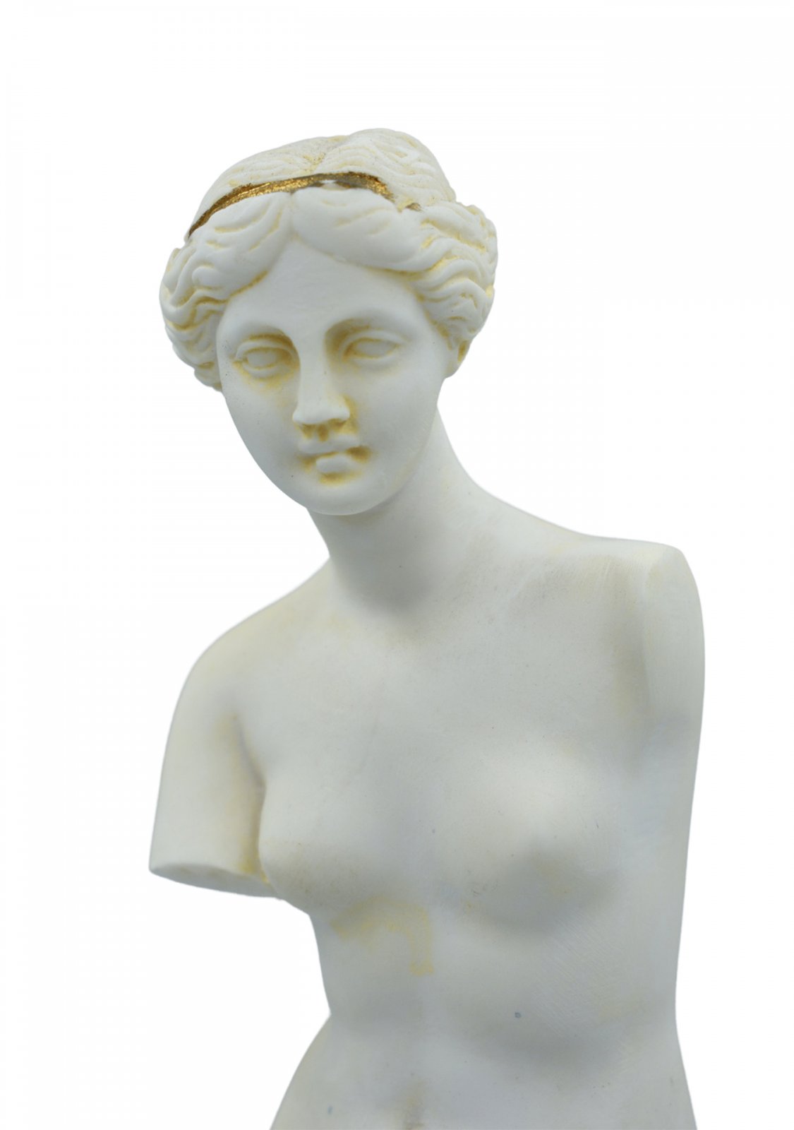 Aphrodite of Milos (Venus de Milo) greek alabaster statue with purple color and golden details