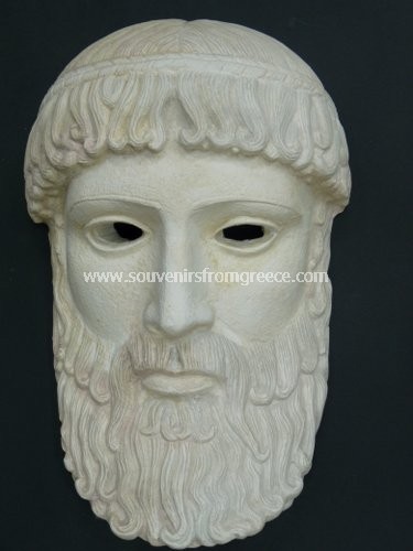 Souvenirs from Greece: Zeus plaster greek mask Greek pottery Ancient greek vessels Remarable greek art souvenirs handmade greek statue mask of Zeus, the father of teh gods in greek mythology. Superb greek art decorative gifts,