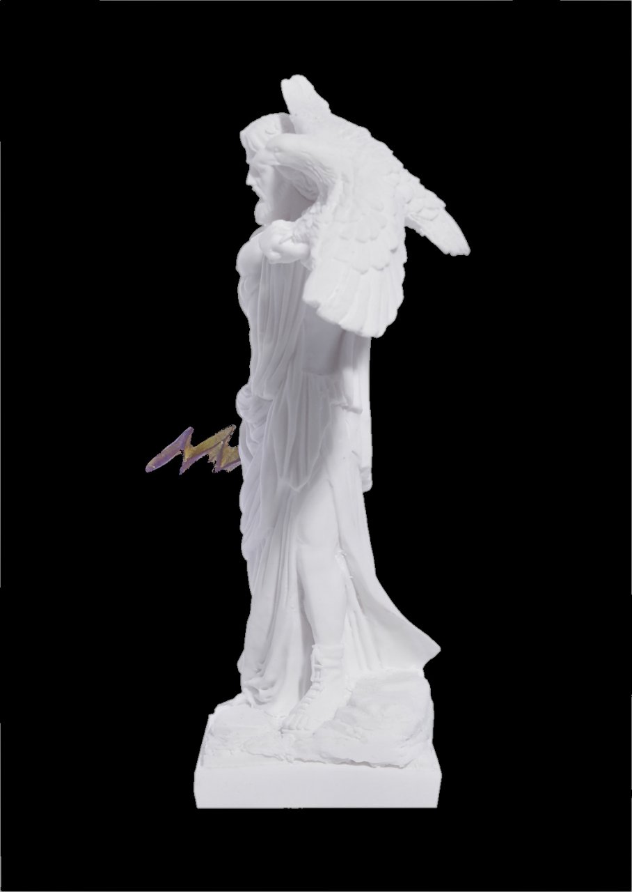 Zeus with eagle and thunder, greek alabaster statue