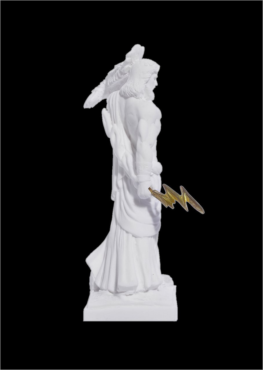 Zeus with eagle and thunder, greek alabaster statue